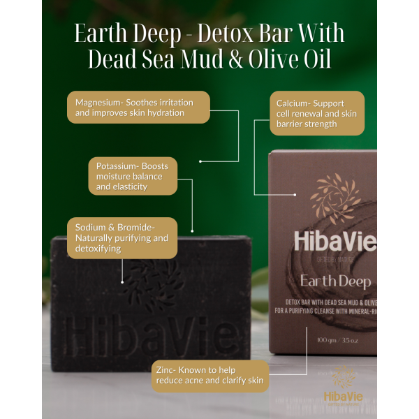 Earth Deep - Detox bar with Dead Sea Mud & Olive Oil